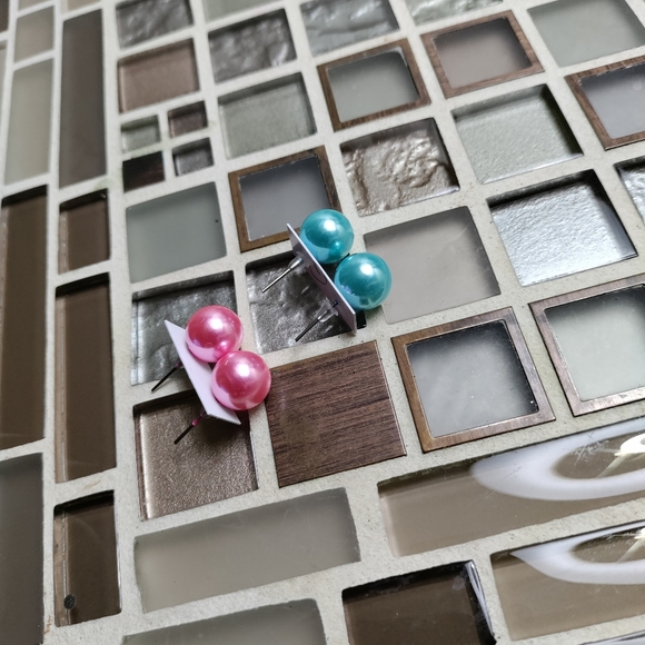 Pink & Blue earrings - Picture 3 of 3